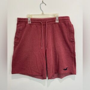 Hollister Men Red Fleece Shorts Size Medium